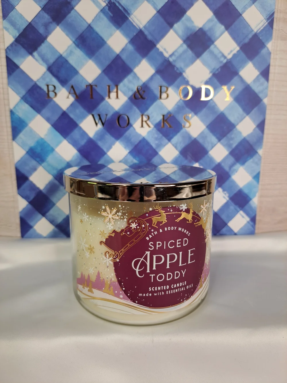 Bath & Body Works 'SPICED APPLE TODDY' Scented 3-Wick Candle in Luminous Wrap - Picture 9 of 14